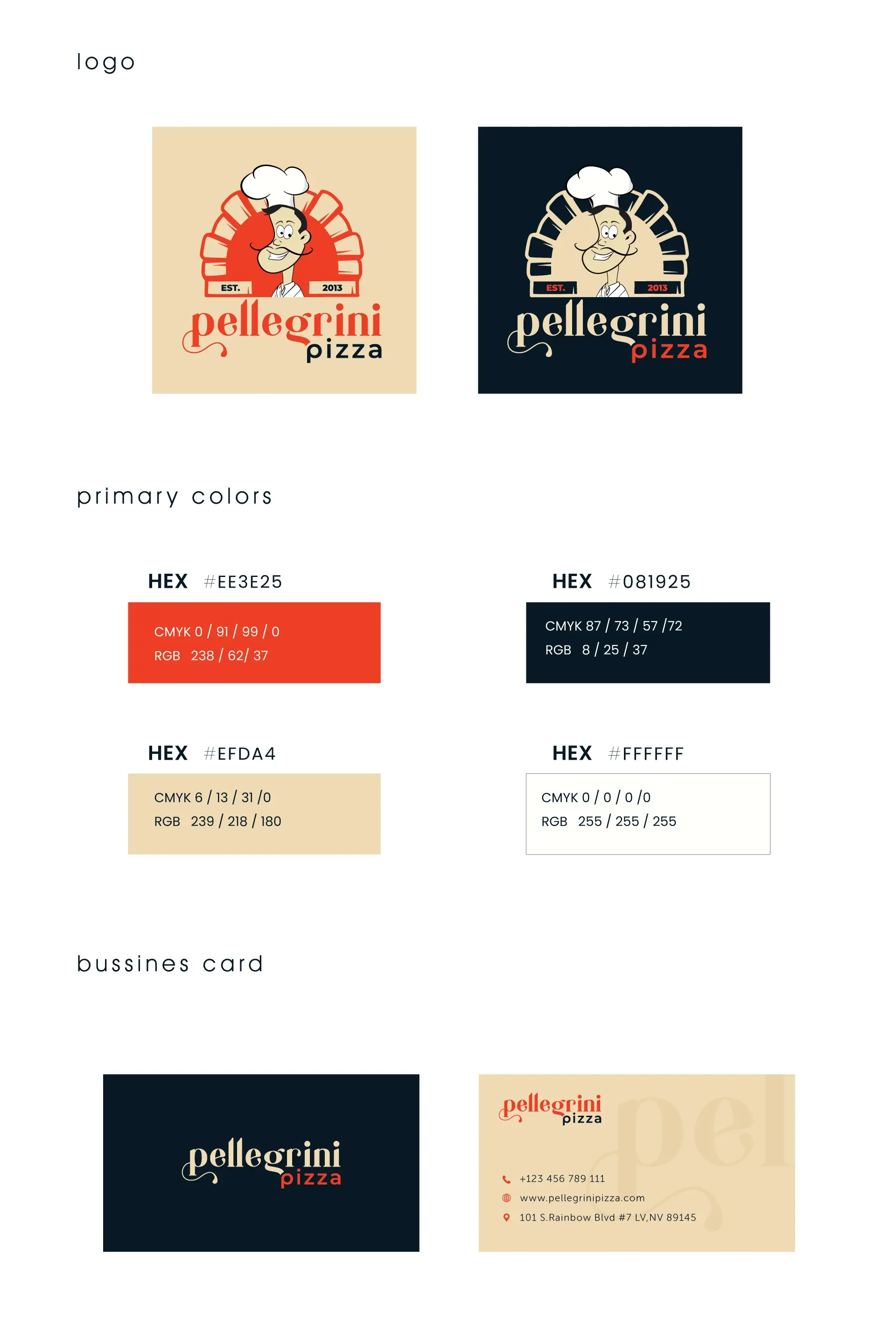 Pellegrini Pizza Menu Branding ⦿ The Point Marketing Agency