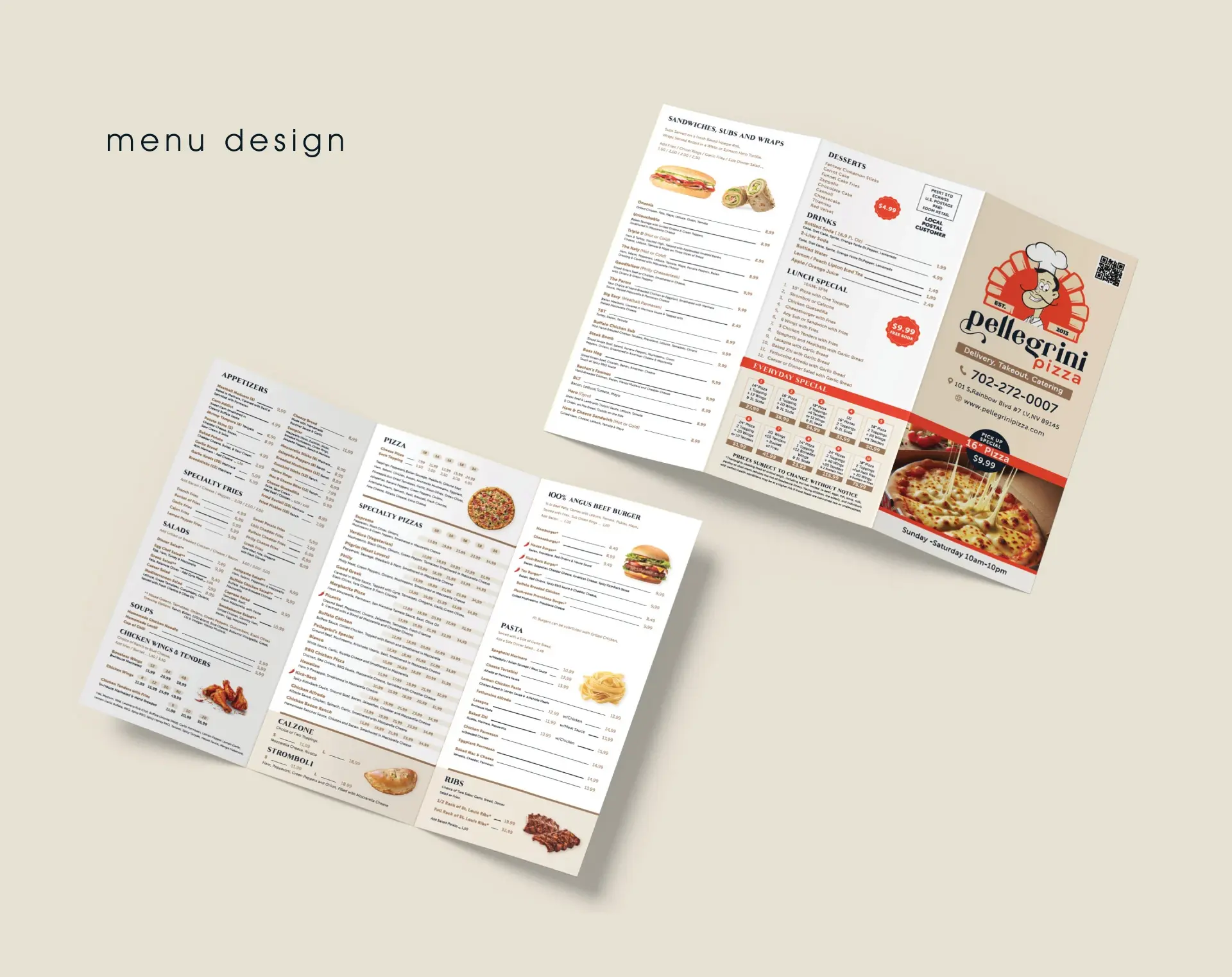 Pellegrini Pizza Menu Branding ⦿ The Point Marketing Agency